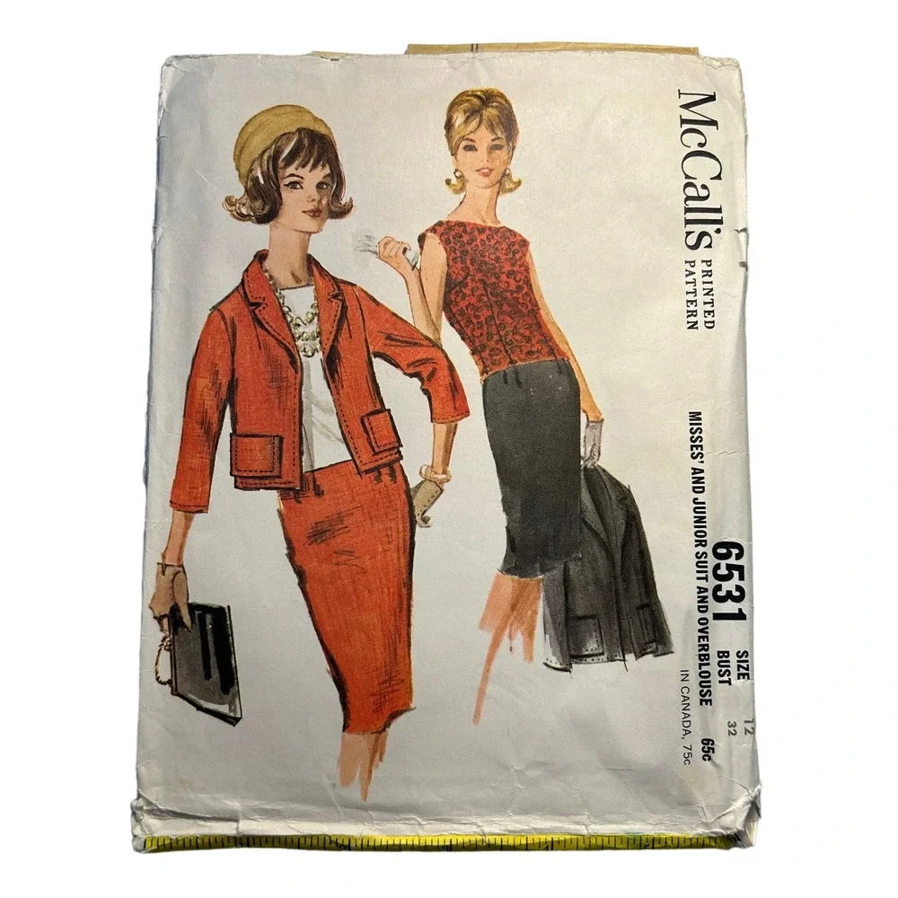 McCalls Vintage 1960's Pattern #6531‎ Misses and Junior Suit/Overblouse Size 12
